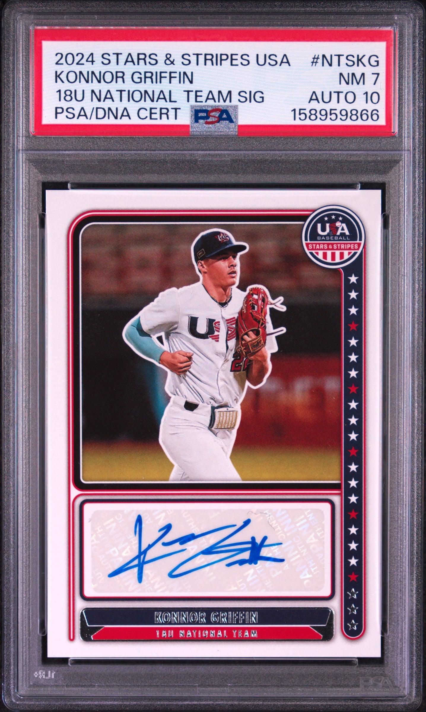 2024 Panini Stars & Stripes Usa Signatures Konnor Griffin PSA 7