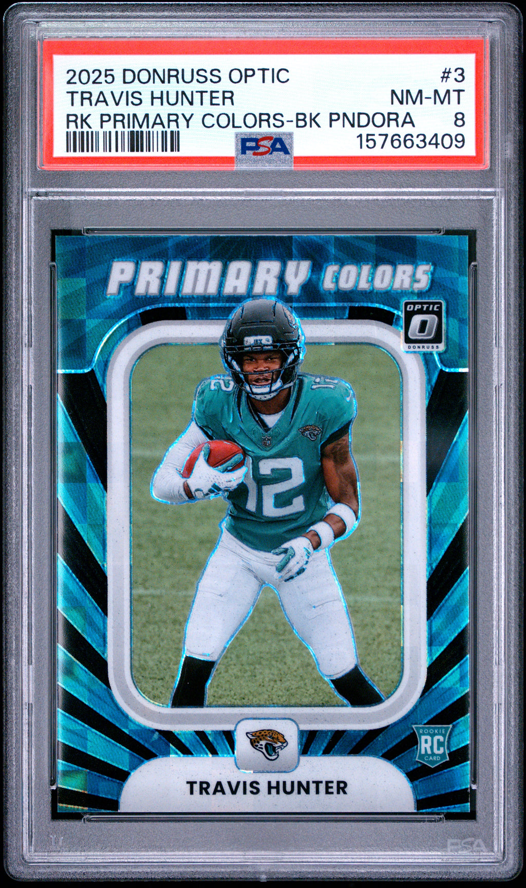 2025 Panini Donruss Optic Rookie Primary Colors #3 Travis Hunter Bk Pndora PSA 8