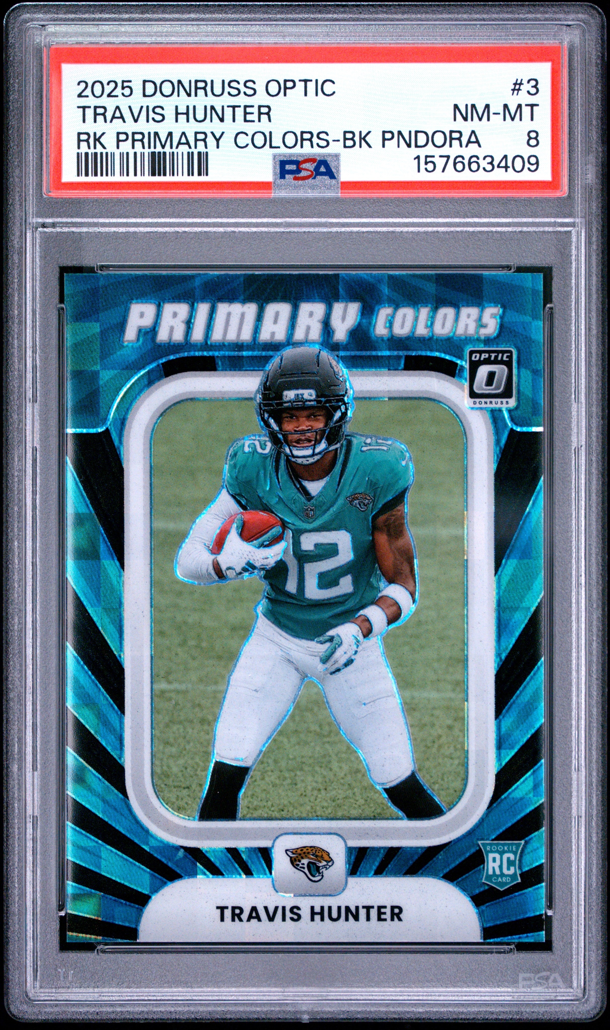 2025 Panini Donruss Optic Rookie Primary Colors #3 Travis Hunter Bk Pndora PSA 8