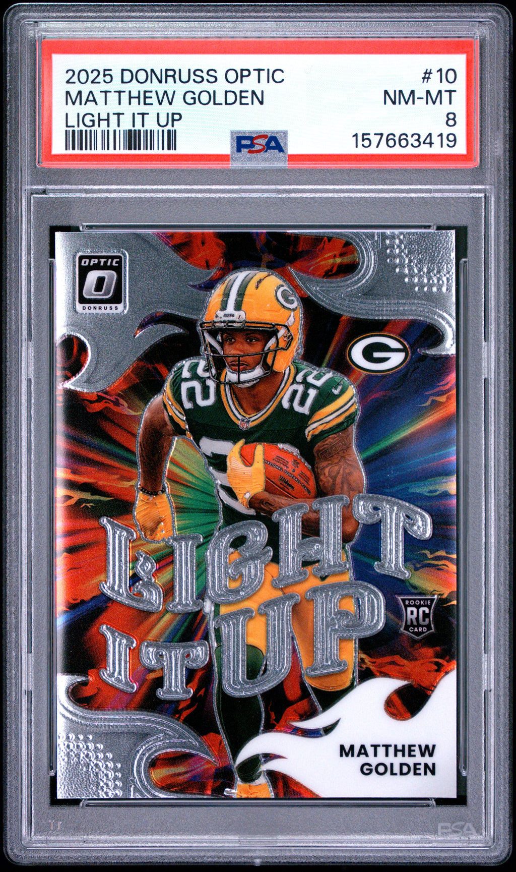 2025 Panini Donruss Optic Light It Up #10 Matthew Golden PSA 8