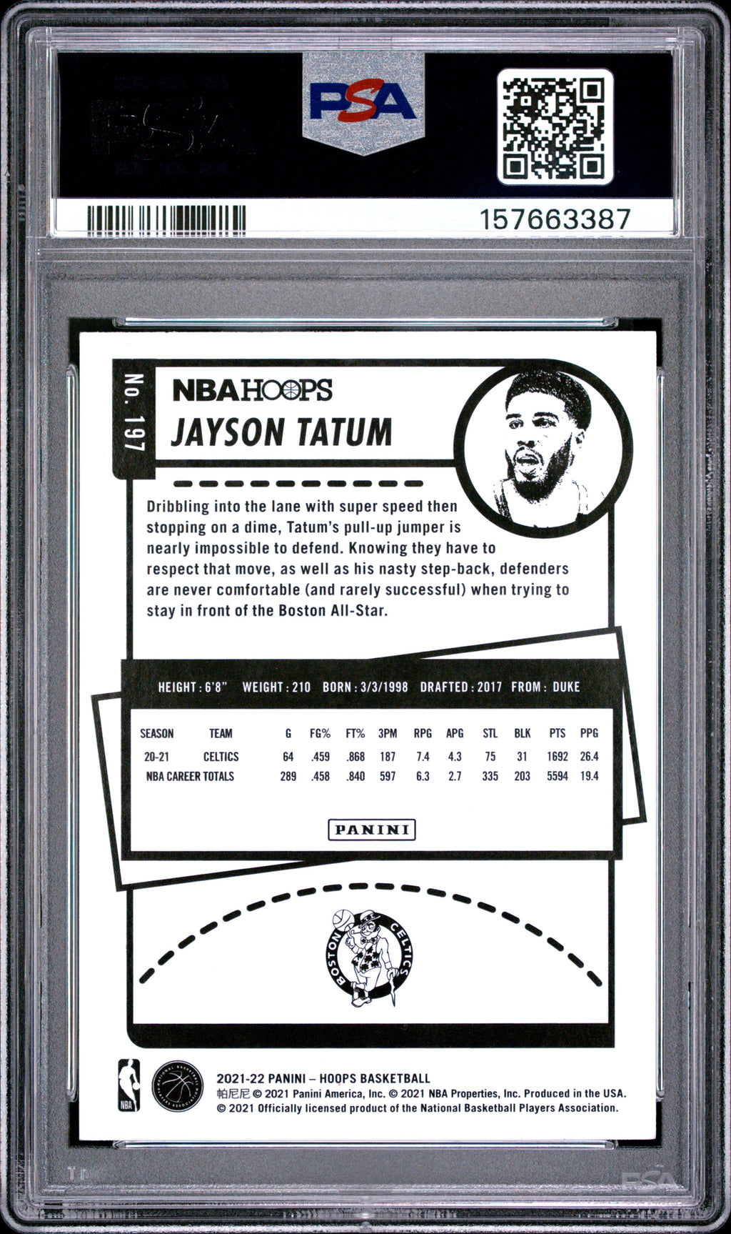 2021 Panini NBA Hoops #197 Jayson Tatum Anniversary Edition PSA 9