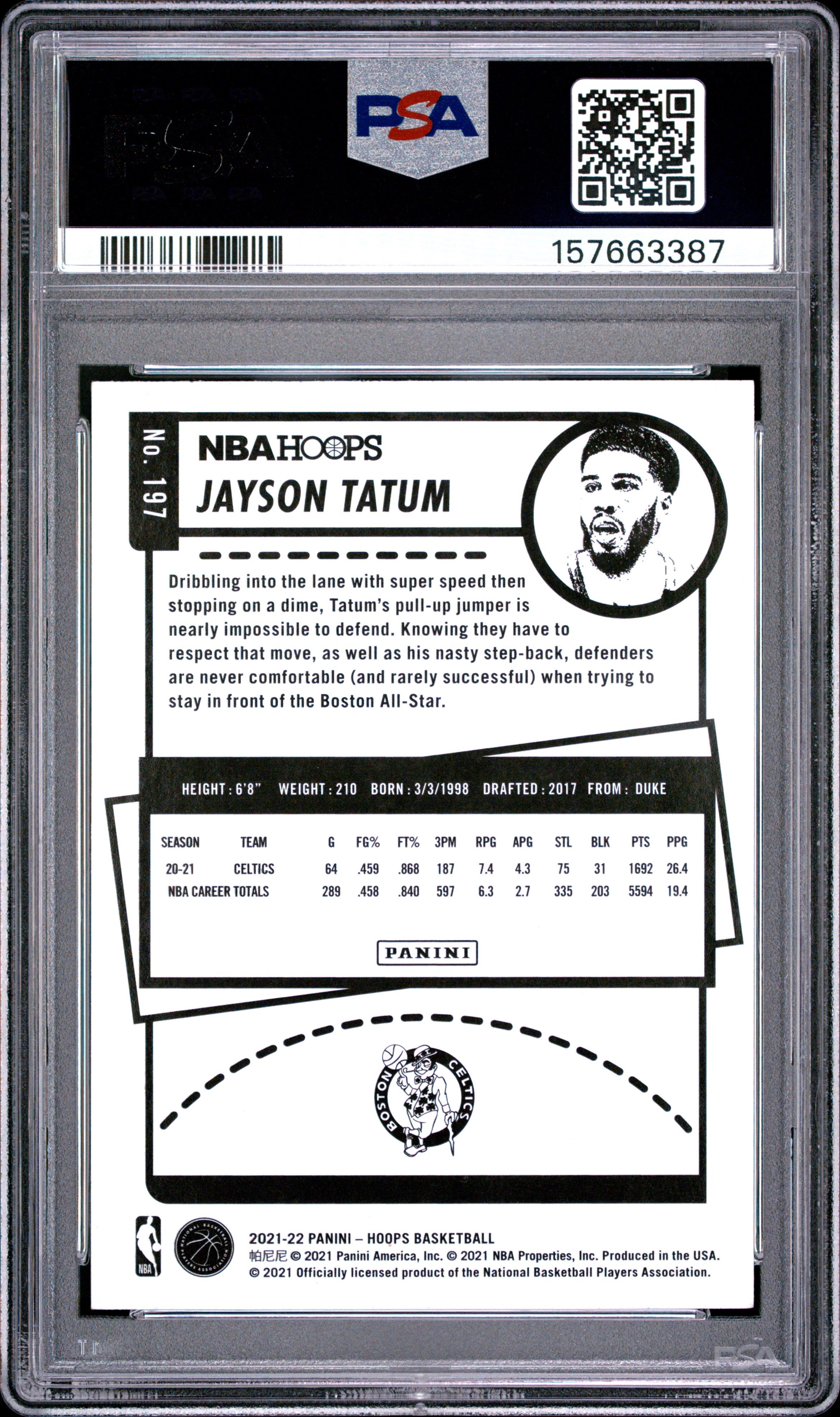 2021 Panini NBA Hoops #197 Jayson Tatum Anniversary Edition PSA 9