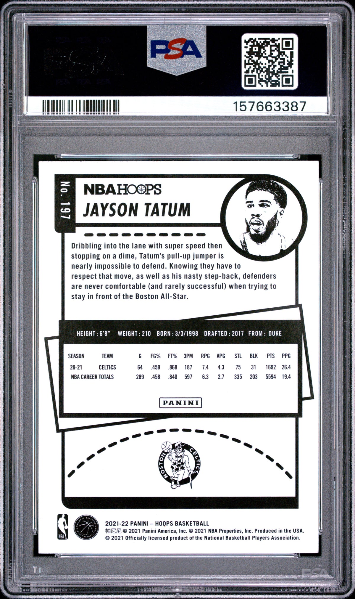 2021 Panini NBA Hoops #197 Jayson Tatum Anniversary Edition PSA 9