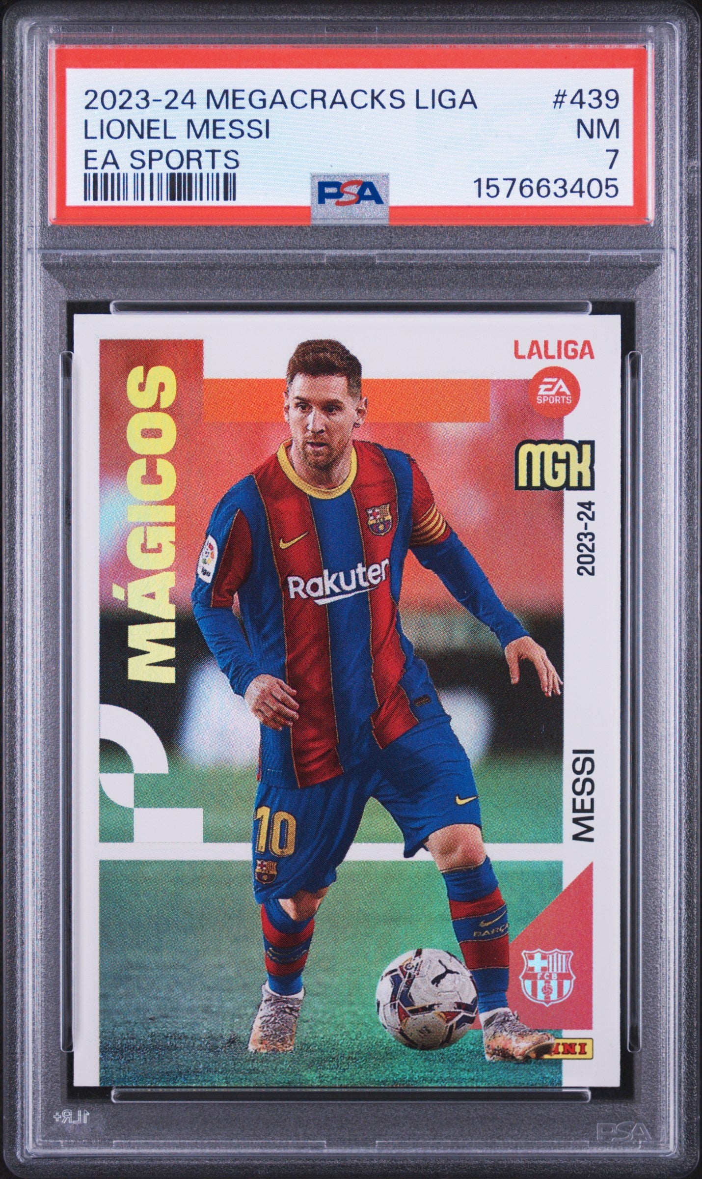 2023-24 Panini Megacracks Laliga Ea Sports #439 Lionel Messi PSA 7