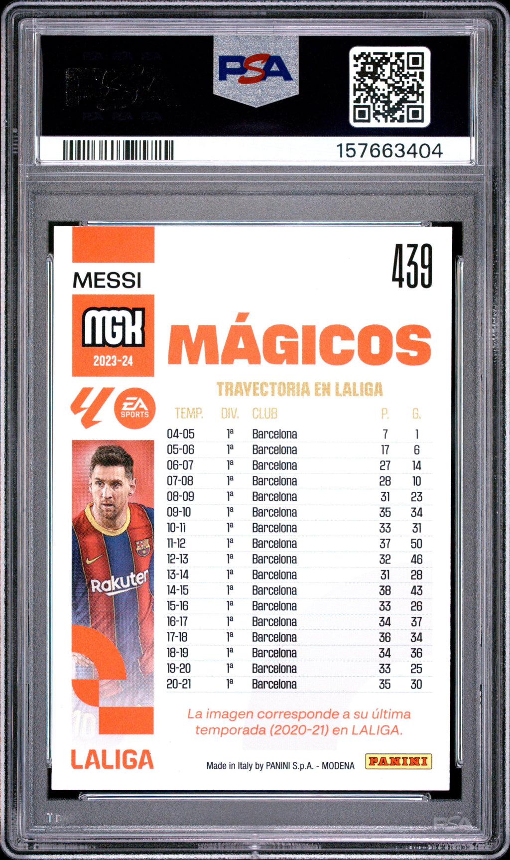 2023-24 Panini Megacracks Laliga Ea Sports #439 Lionel Messi PSA 6