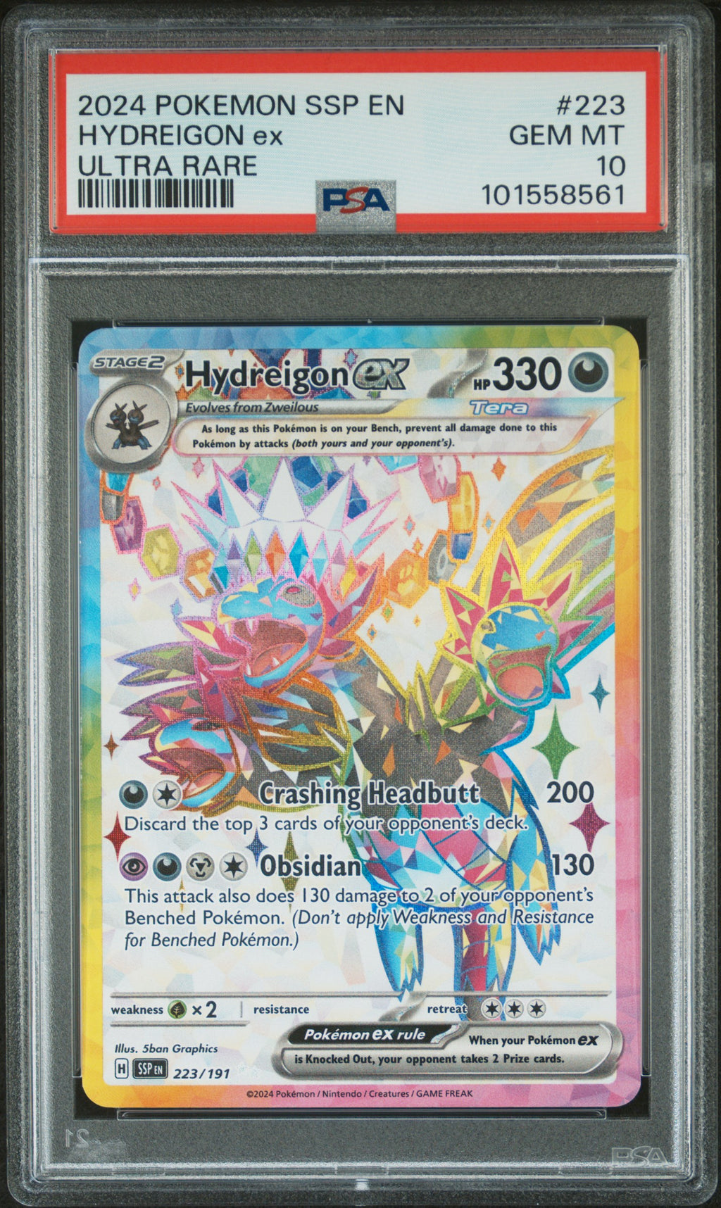 2024 Pokemon Surging Sparks #223 Hydreigon Ex Ultra Rare PSA 10