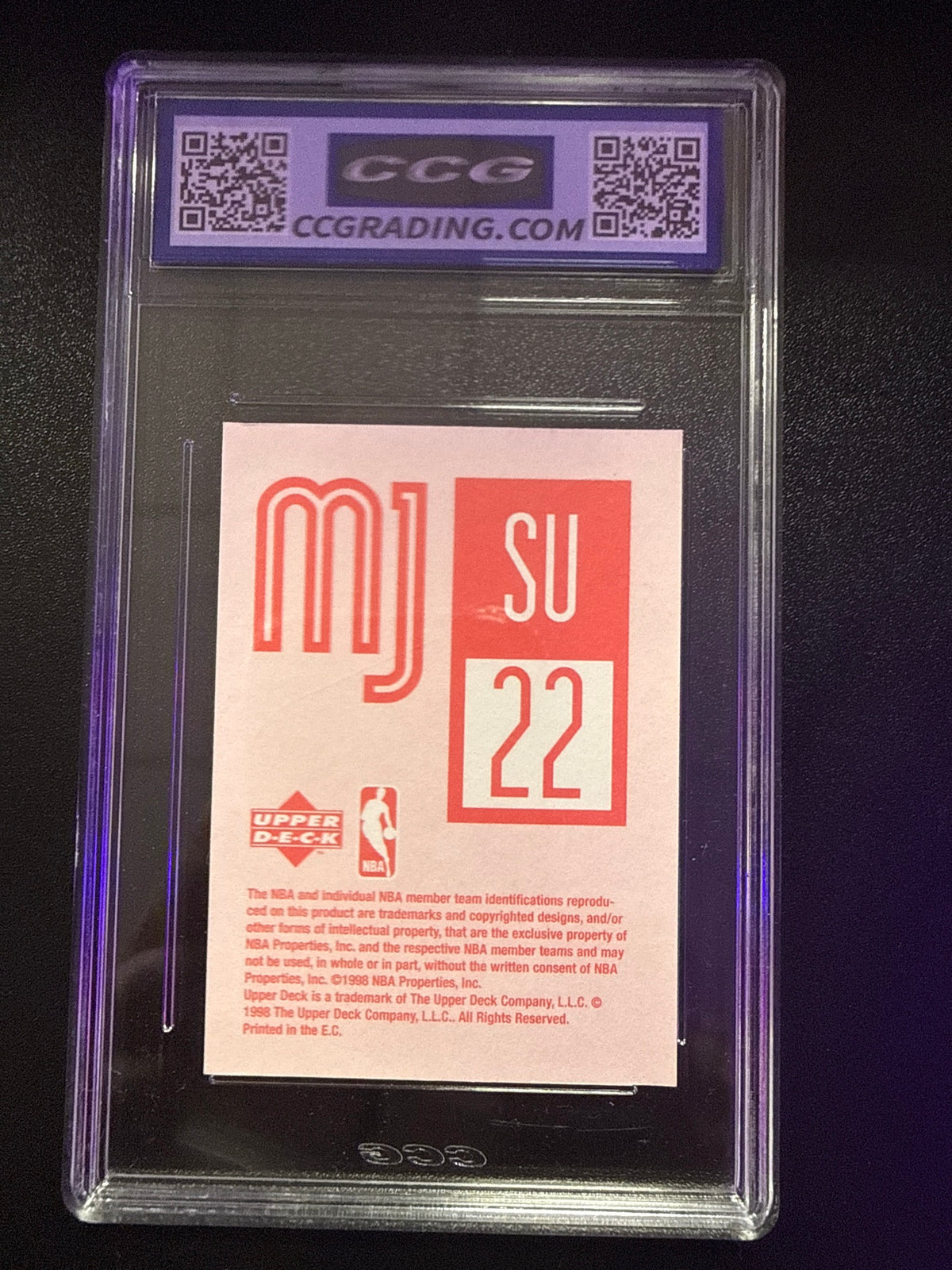 Michael Jordan 1998-99 UD International MJ Stickers #SU22 CCG 10 back