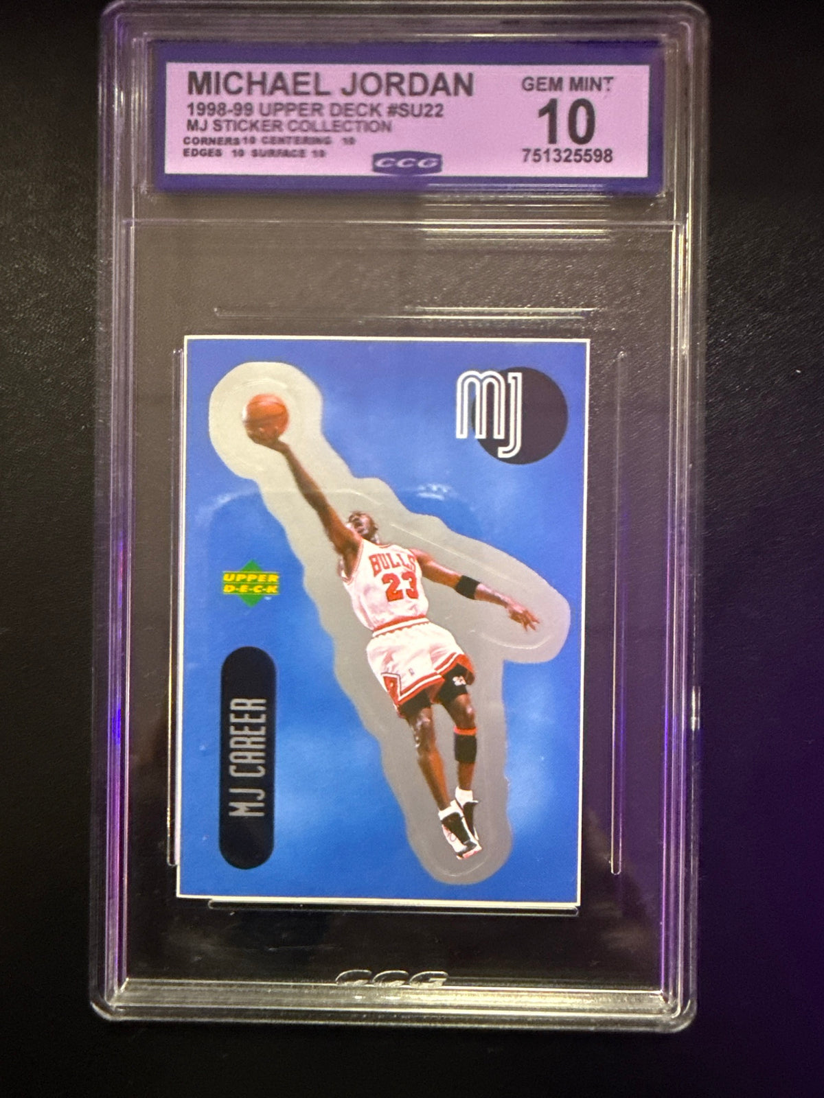 Michael Jordan 1998-99 UD International MJ Stickers #SU22 CCG 10 front