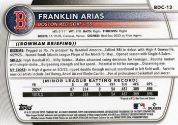 2025 Bowman Draft #BDC-13 Franklin Arias Chrome Orange Geometric #/25