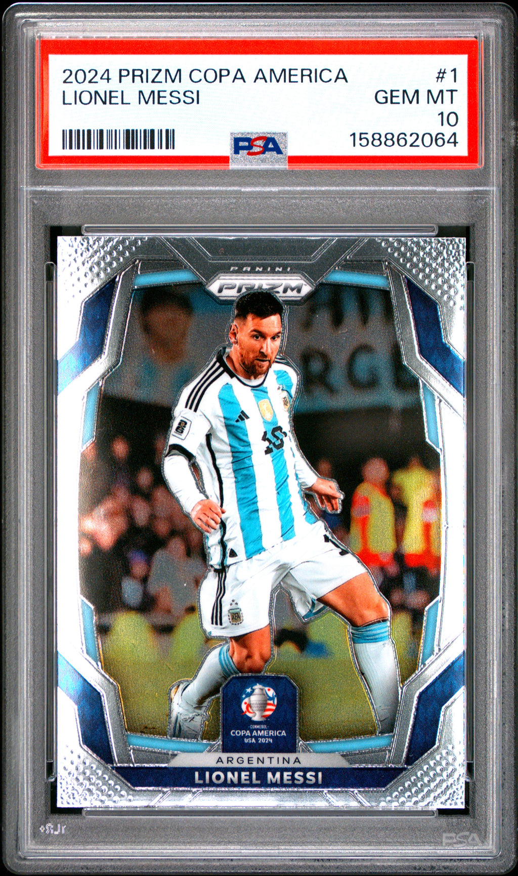 2024 Panini Prizm Conmebol Copa America #1 Lionel Messi PSA 10