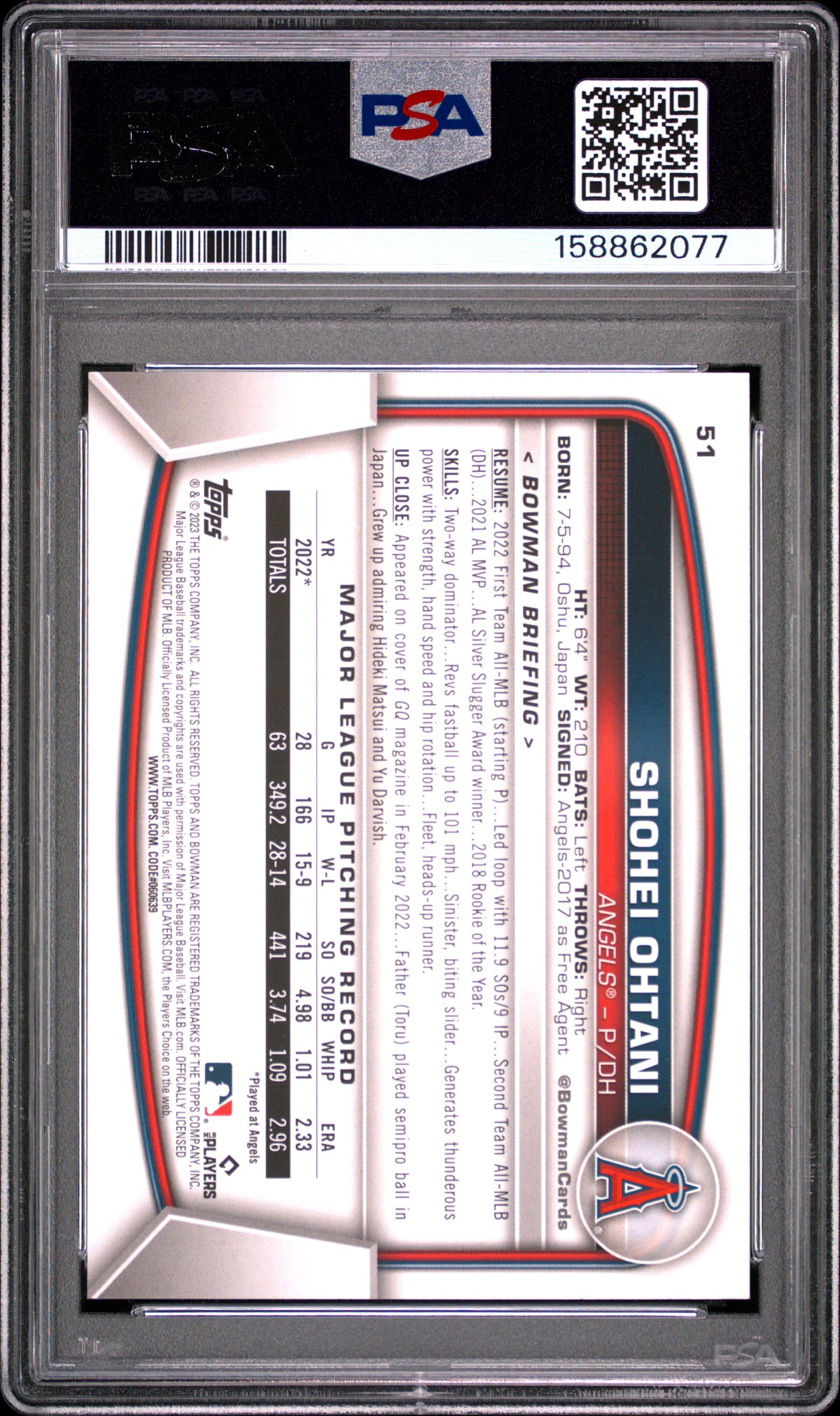 2023 Bowman #51 Shohei Ohtani PSA 10