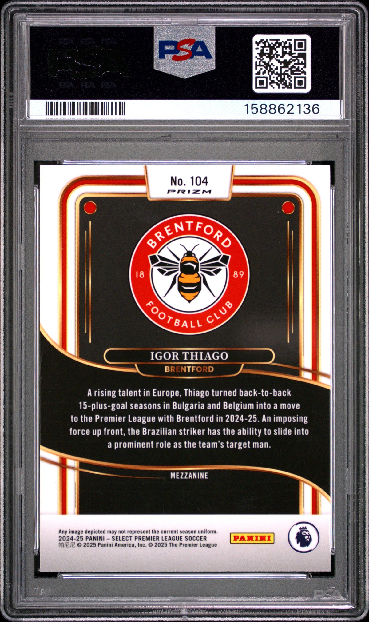 2024-25 Panini Select Premier League #104 Igor Thiago Pink Mojo PSA 9
