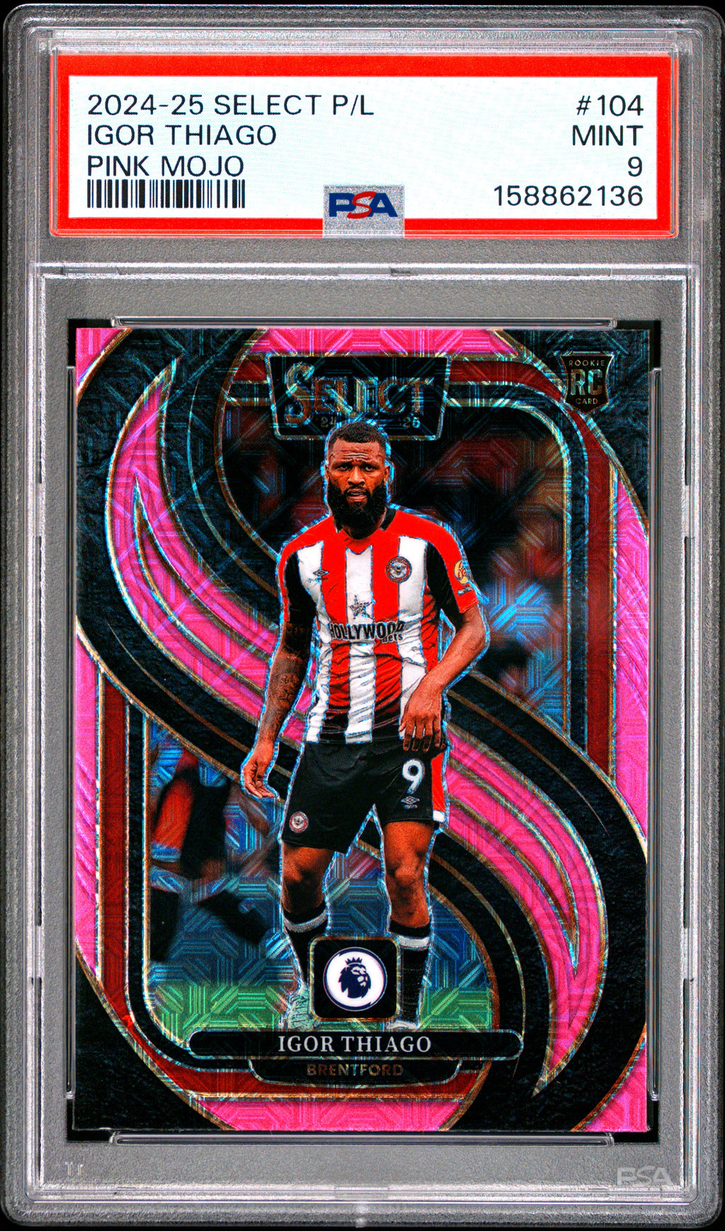 2024-25 Panini Select Premier League #104 Igor Thiago Pink Mojo PSA 9