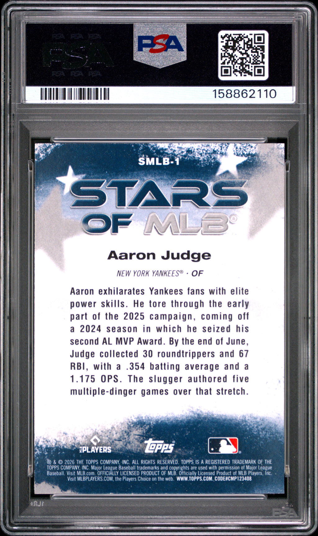 2026 Topps Stars Of Mlb #1 Aaron Judge PSA 9