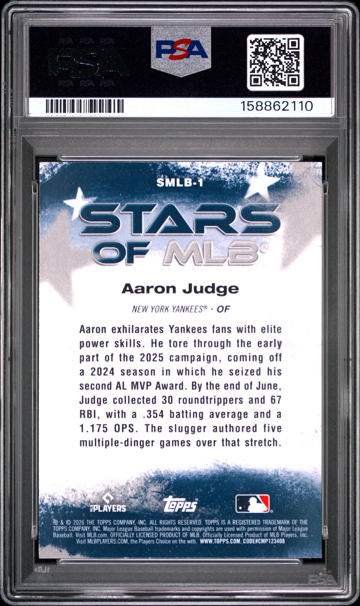 2026 Topps Stars Of Mlb #1 Aaron Judge PSA 9