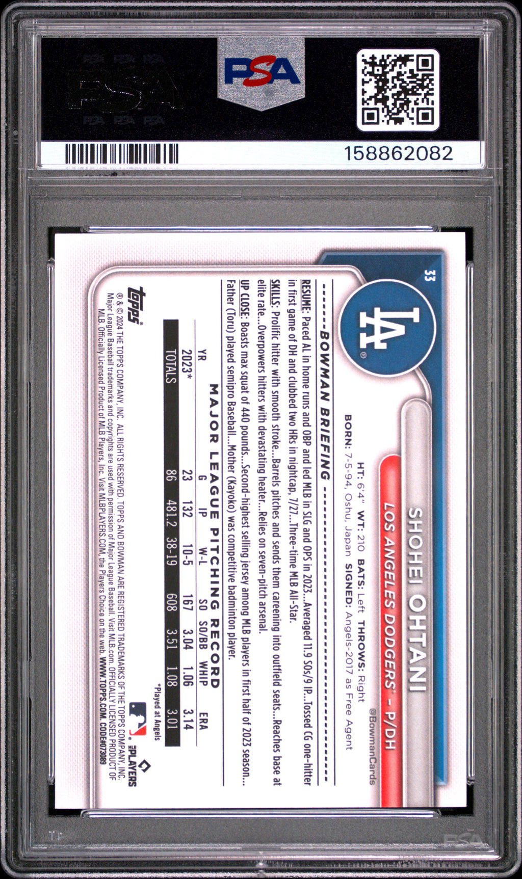 2024 Bowman #33 Shohei Ohtani PSA 10