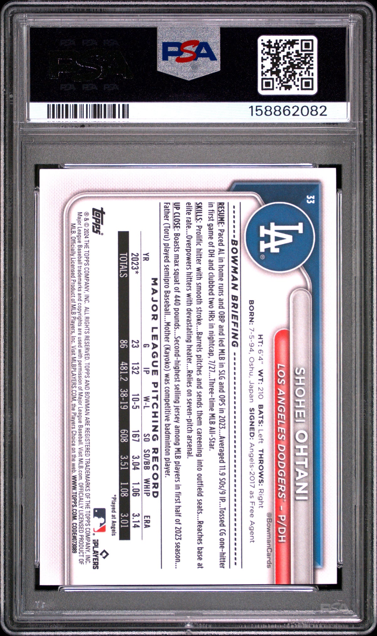 2024 Bowman #33 Shohei Ohtani PSA 10