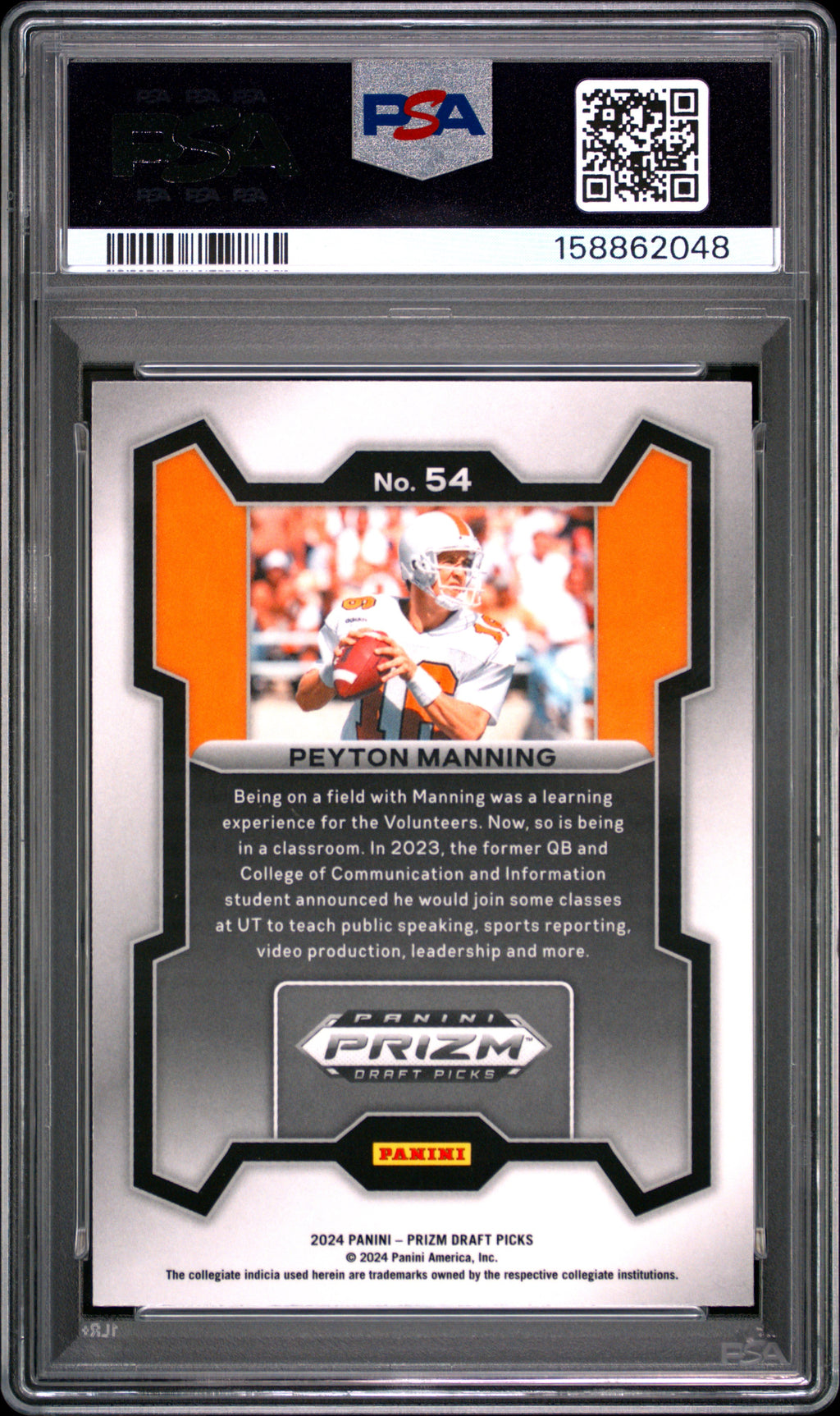 2024 Panini Prizm Draft Picks #54 Peyton Manning PSA 10