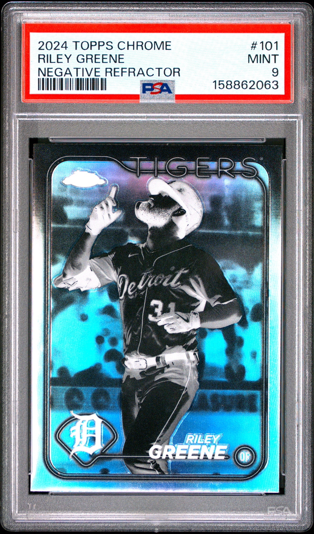 2024 Topps Chrome #101 Riley Greene Negative Refractor PSA 9