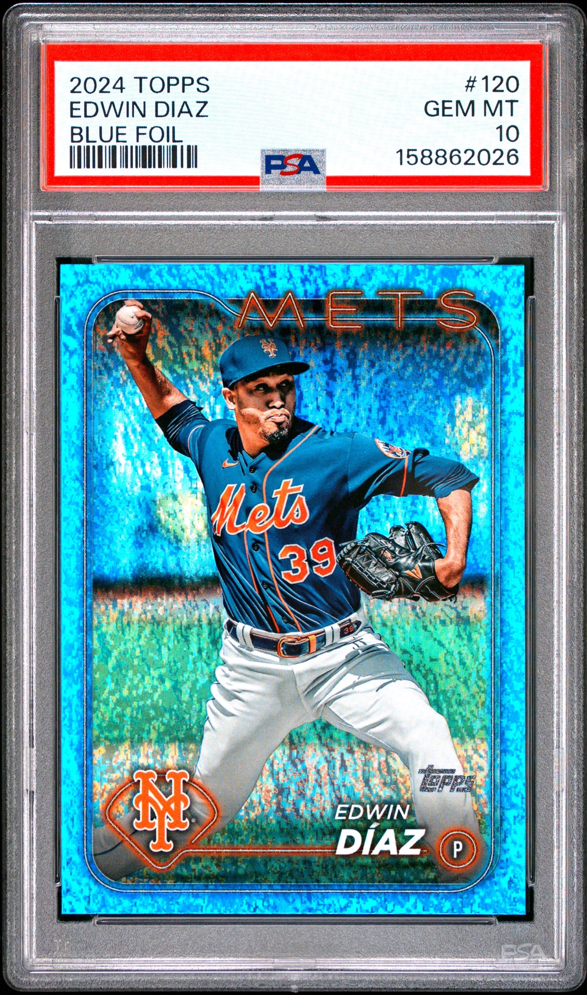 2024 Topps #120 Edwin Diaz Blue Foil #635/999 PSA 10
