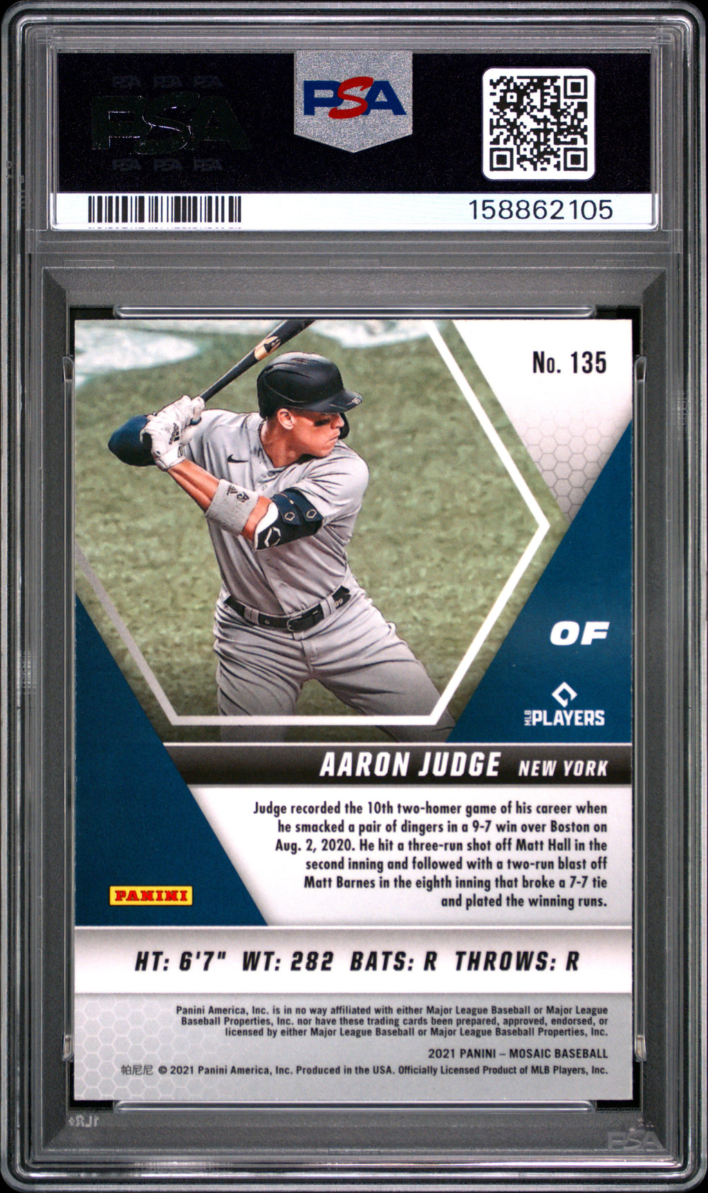 2021 Panini Mosaic #135 Aaron Judge PSA 9