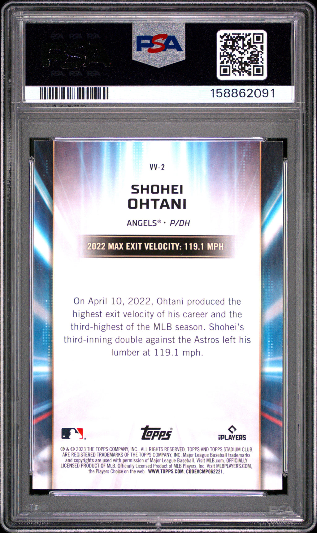 2023 Topps Stadium Club Virtuosos Of Velocity #VV2 Shohei Ohtani PSA 8