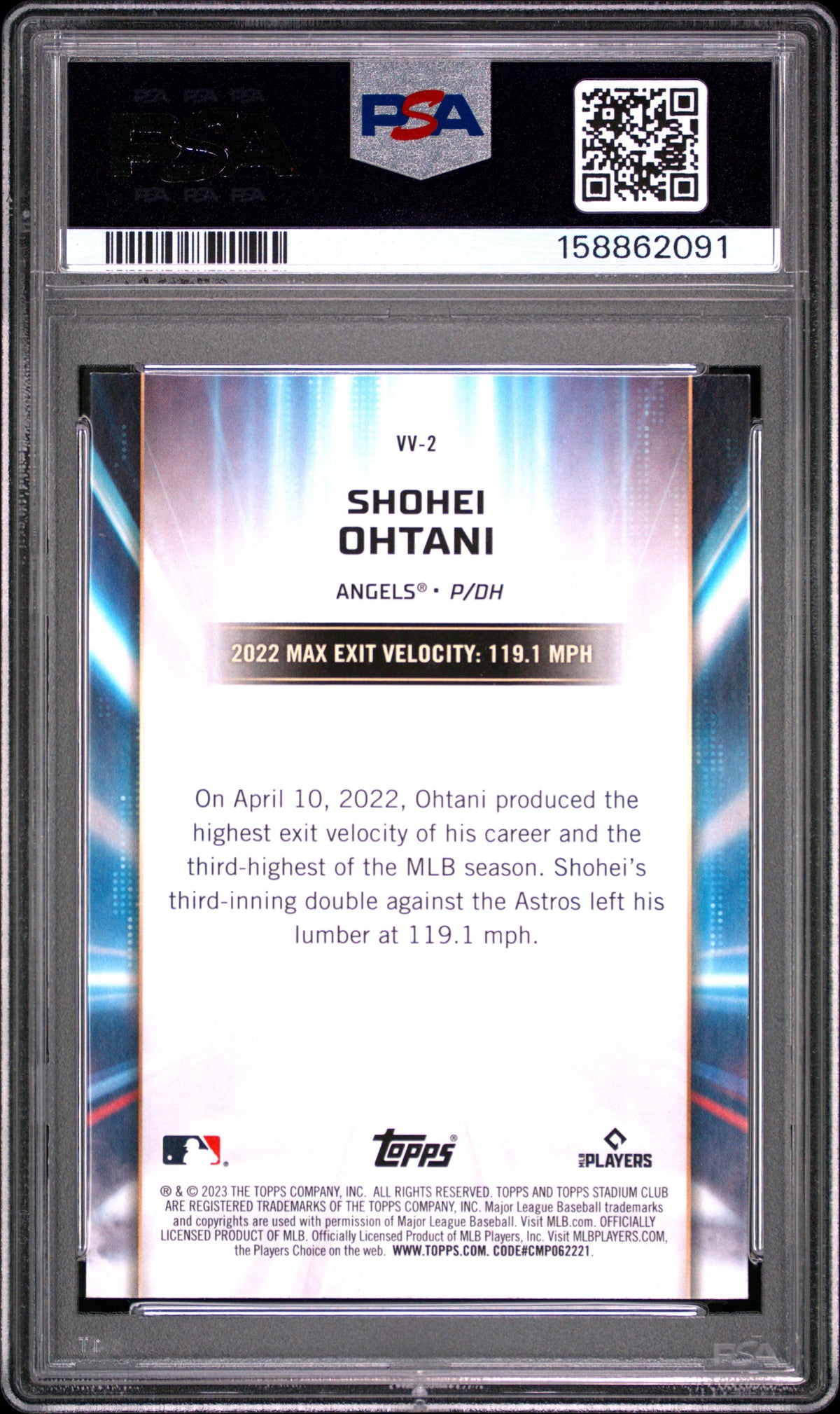 2023 Topps Stadium Club Virtuosos Of Velocity #VV2 Shohei Ohtani PSA 8