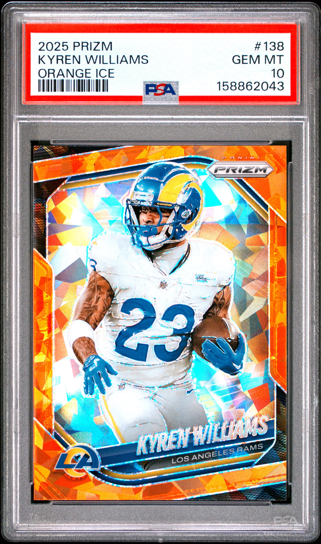 2025 Panini Prizm #138 Kyren Williams Orange Ice PSA 10