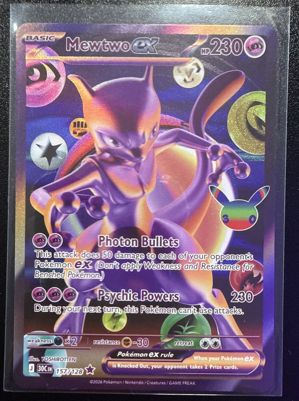 2026 Pokemon 30th Celebration Mewtwo ex 157/128 Futuristic Rare YOSHIROTTEN