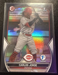 2023 Bowman 1st Edition Carlos Jorge Black Foil #02/10 1st Bowman #BPPF-120 Reds