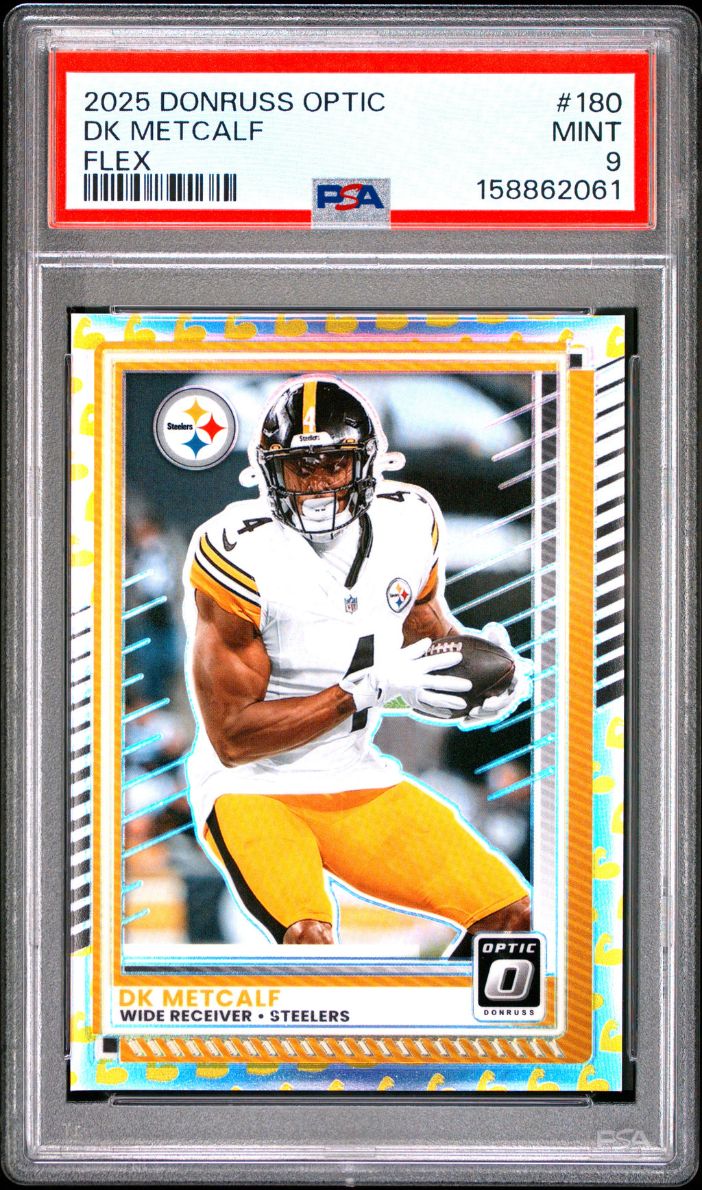 2025 Donruss Optic #180 DK Metcalf Flex #185/199 PSA 9