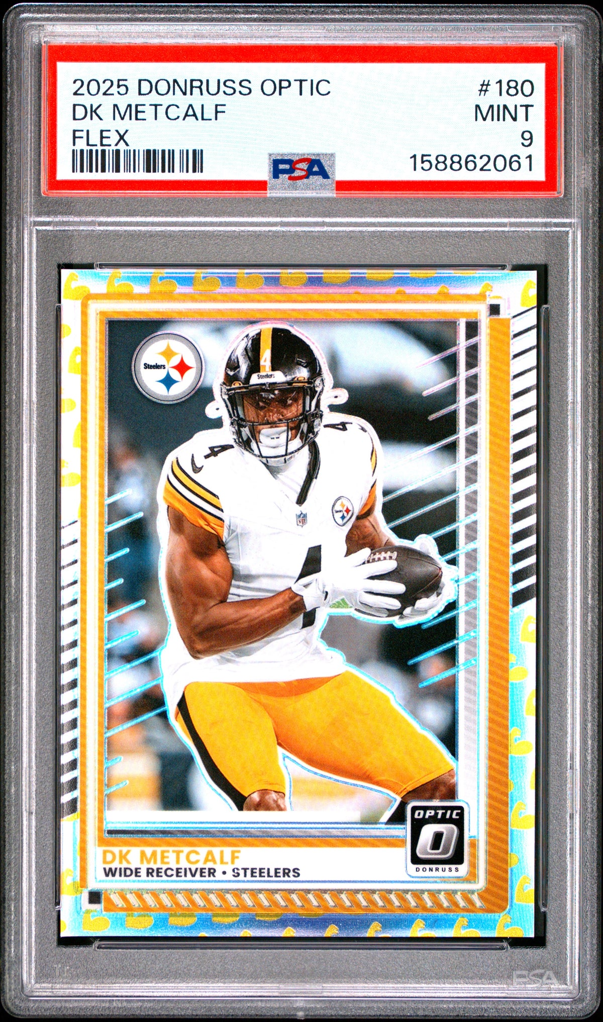 2025 Donruss Optic #180 DK Metcalf Flex #185/199 PSA 9