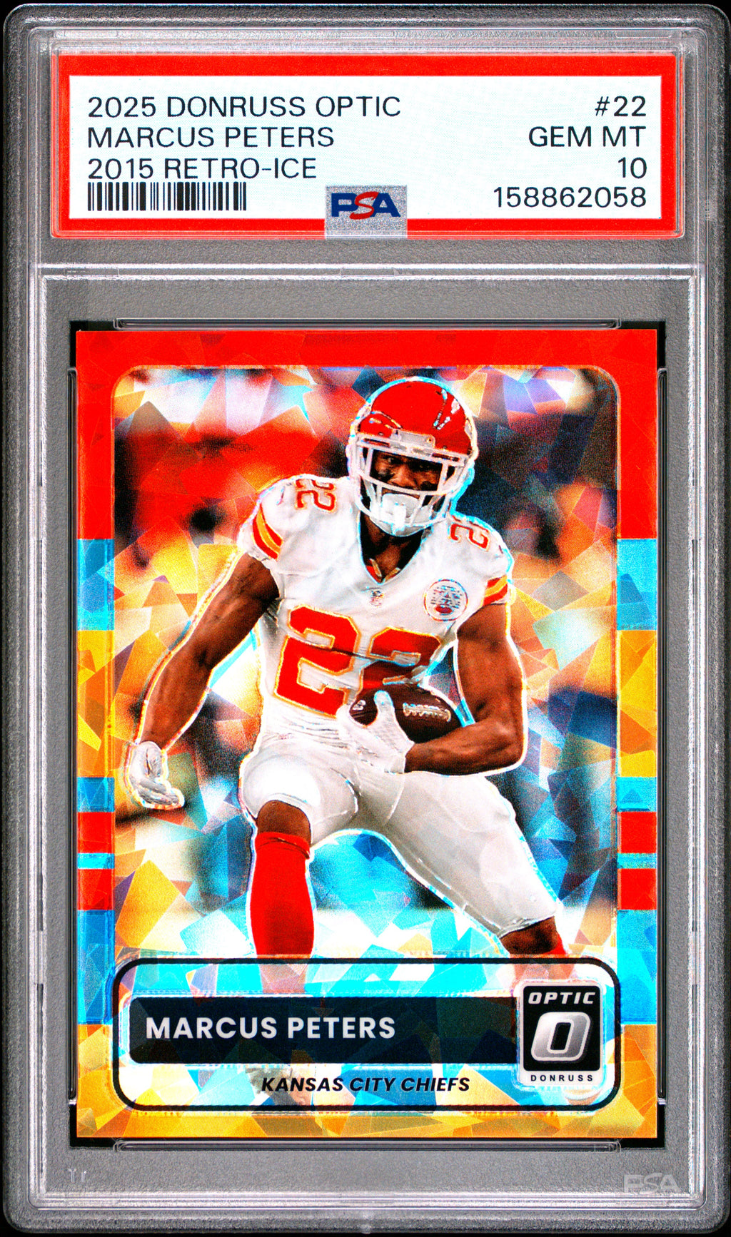 2025 Donruss Optic 2015 Retro #22 Marcus Peters Ice #17/55 PSA 10