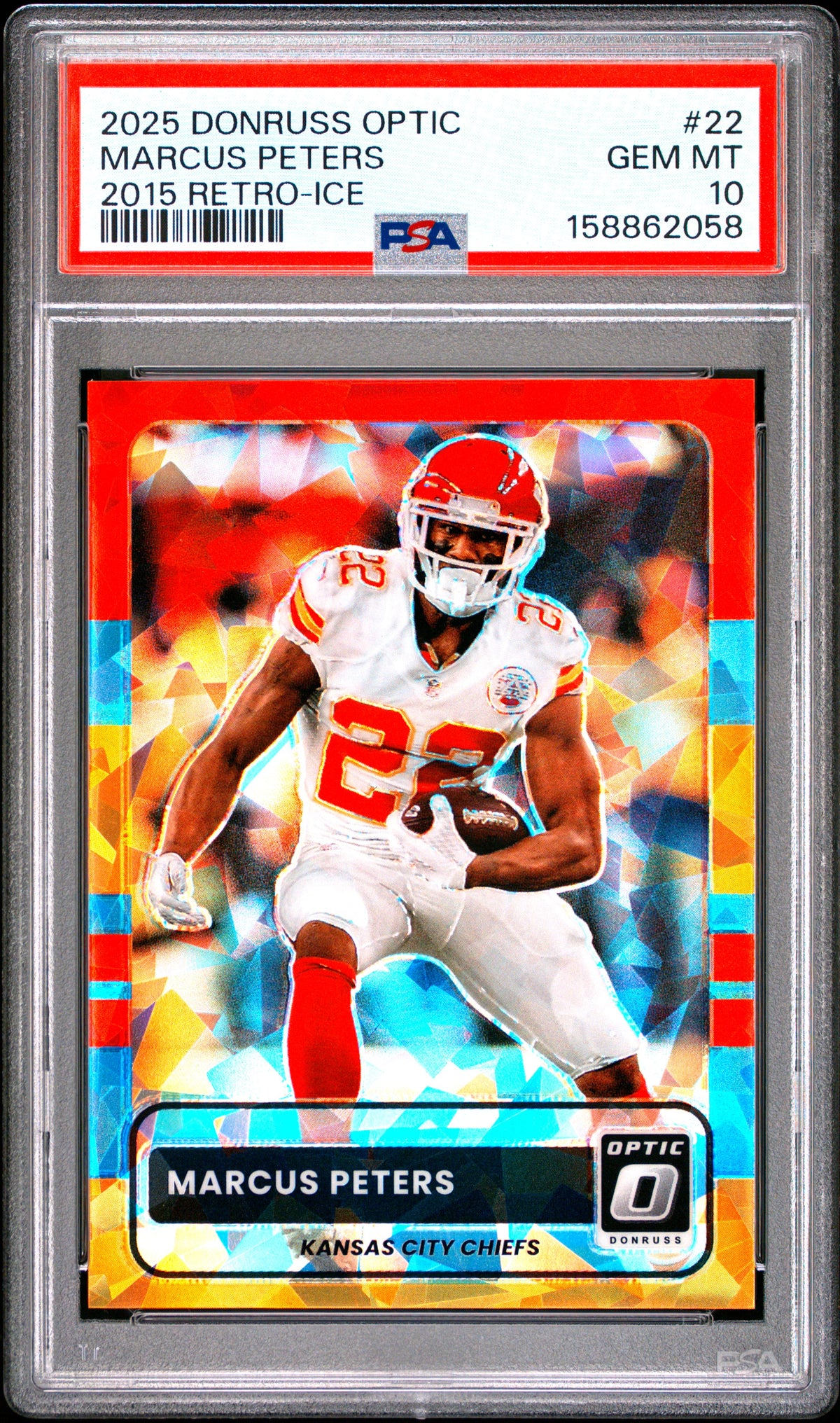2025 Donruss Optic 2015 Retro #22 Marcus Peters Ice #17/55 PSA 10