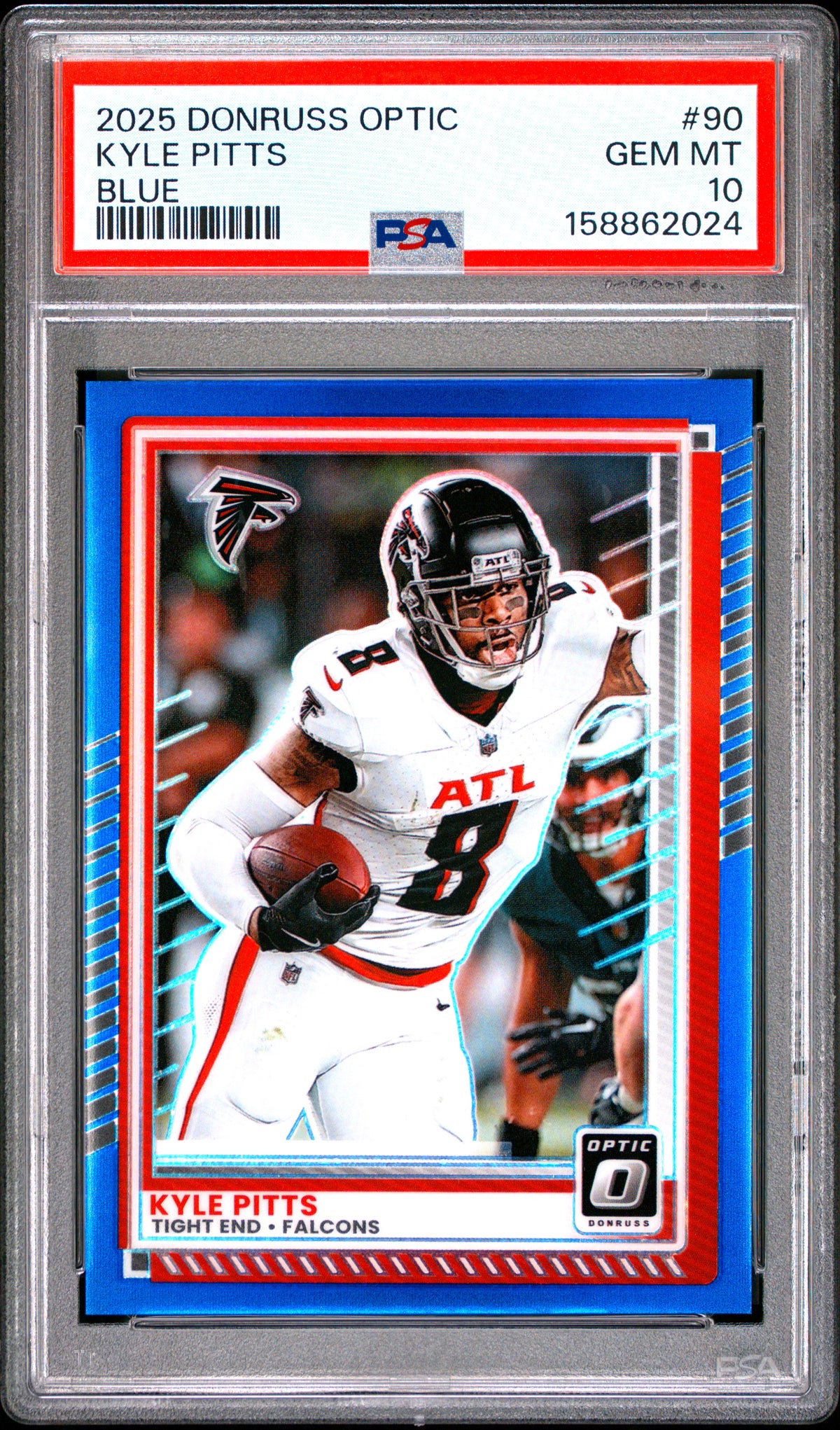 2025 Donruss Optic #90 Kyle Pitts Blue #126/249 PSA 10