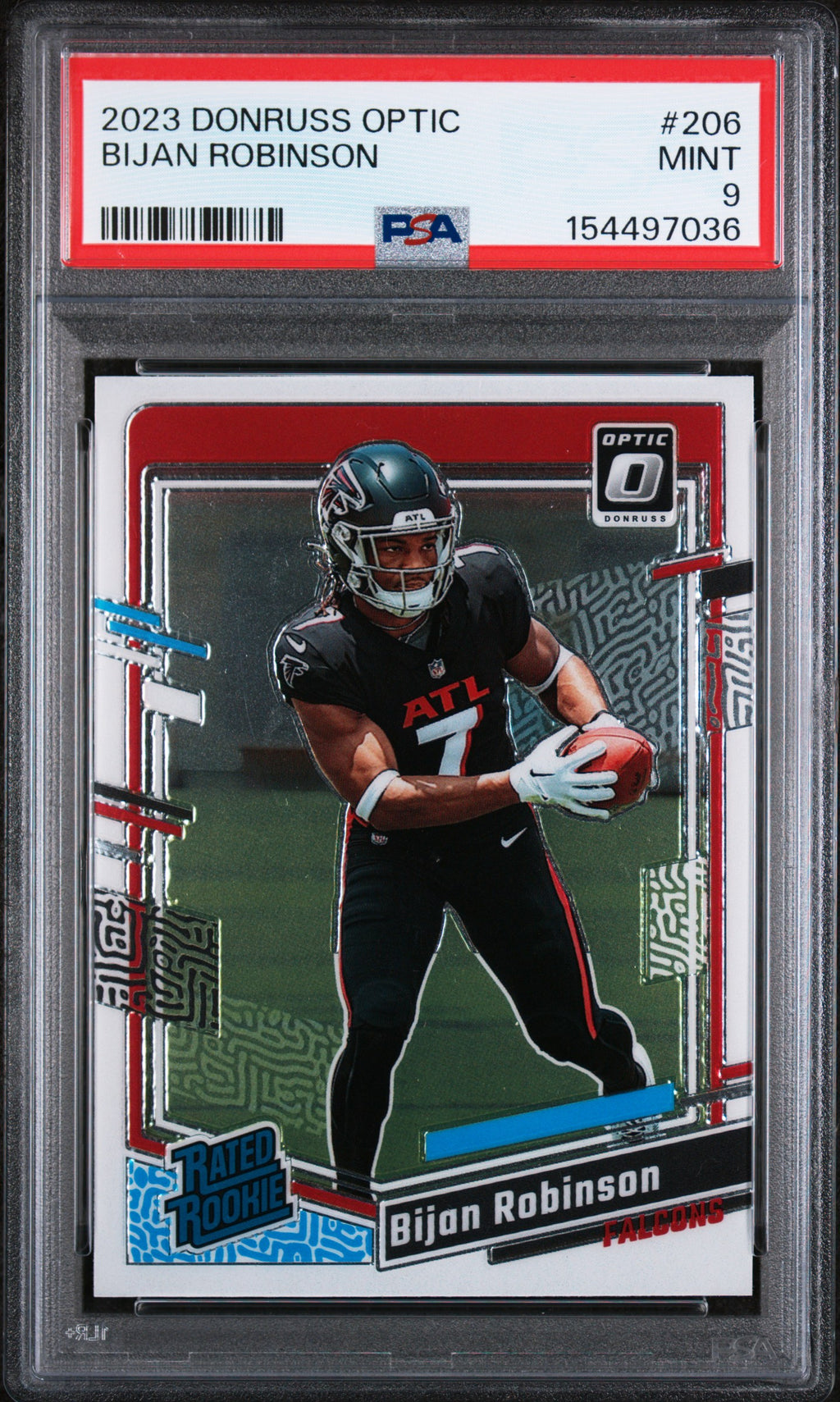 2023 Donruss Optic #206 Bijan Robinson Rated Rookie RC PSA 9