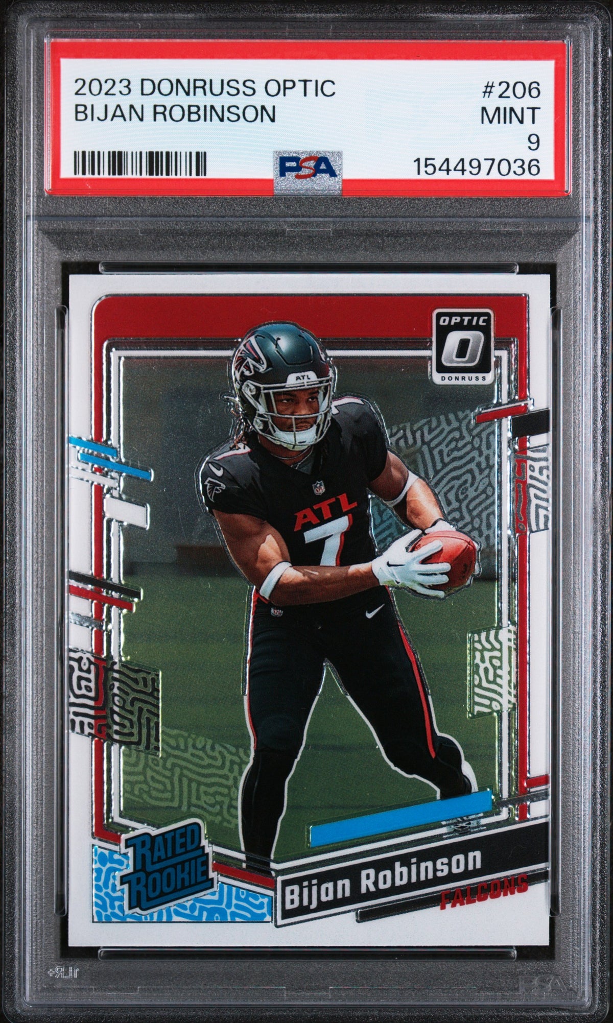 2023 Donruss Optic #206 Bijan Robinson Rated Rookie RC PSA 9
