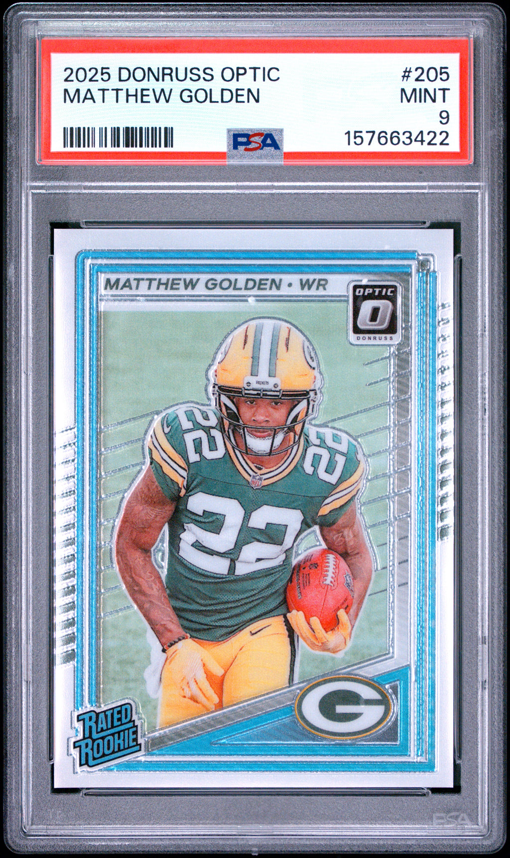 2025 Donruss Optic #205 Matthew Golden Rated Rookie RC PSA 9