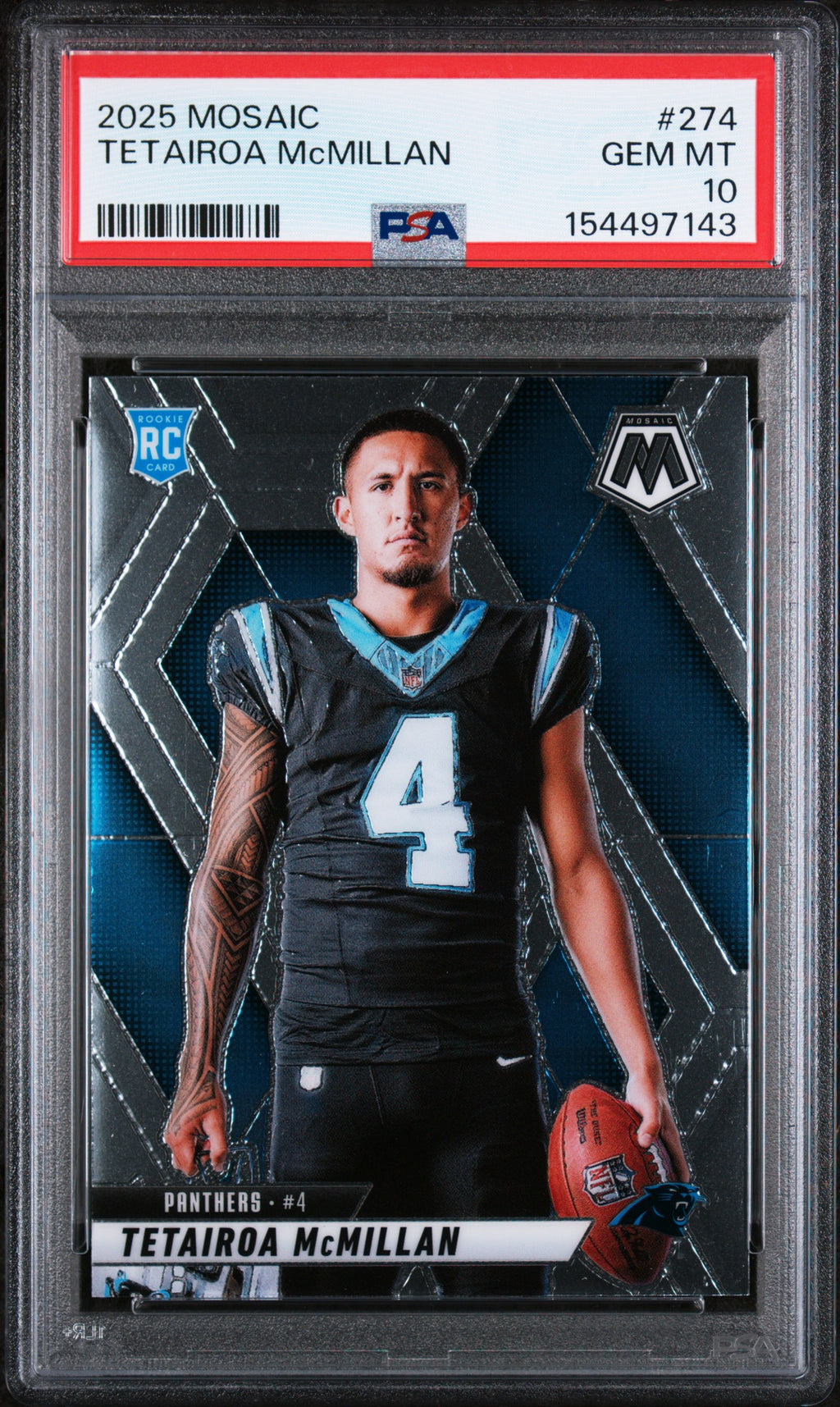 2025 Panini Mosaic #274 Tetairoa McMillan Rookie Variation RC PSA 10