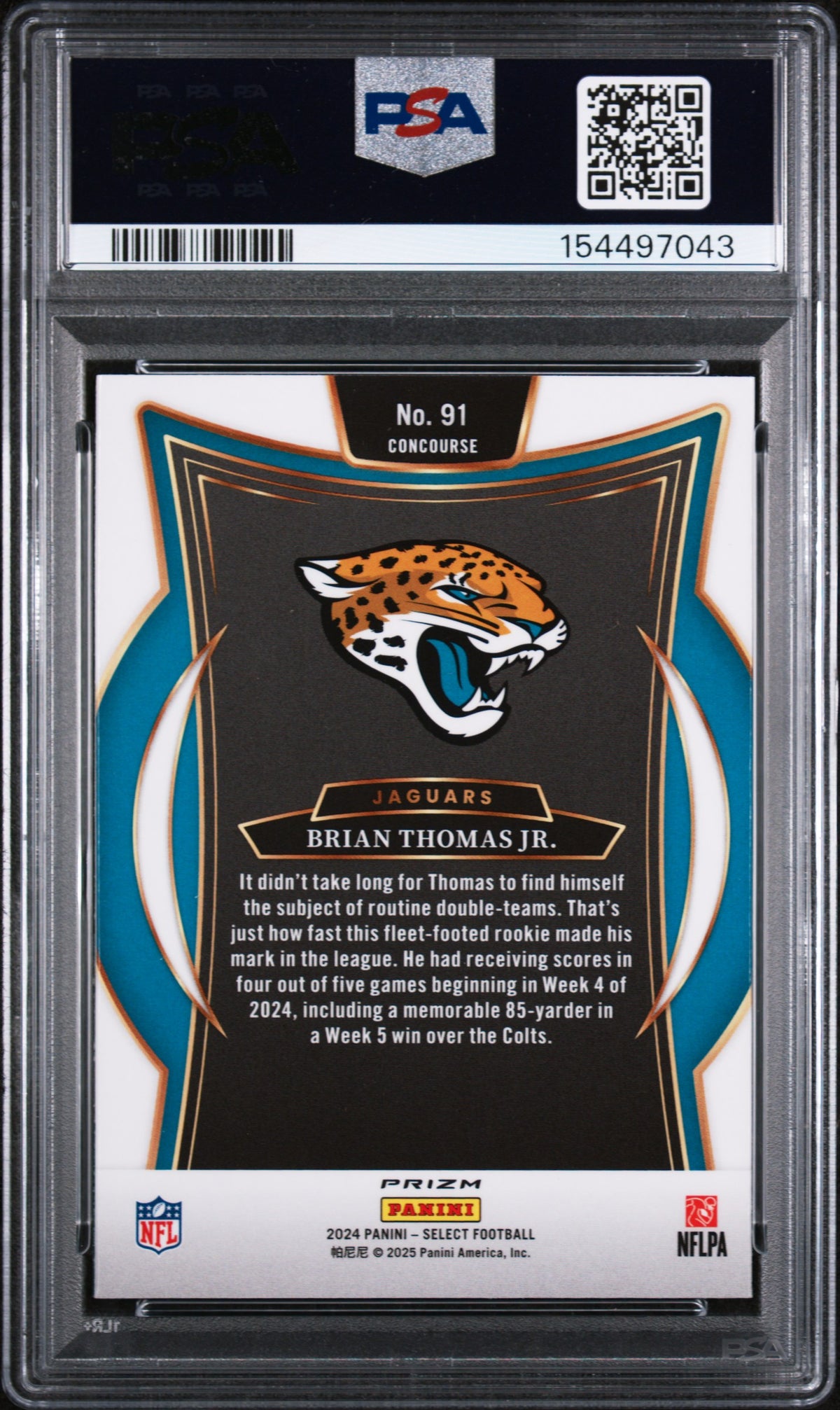 2024 Panini Select #91 Brian Thomas Jr. RC Black & Green Shock PSA 10