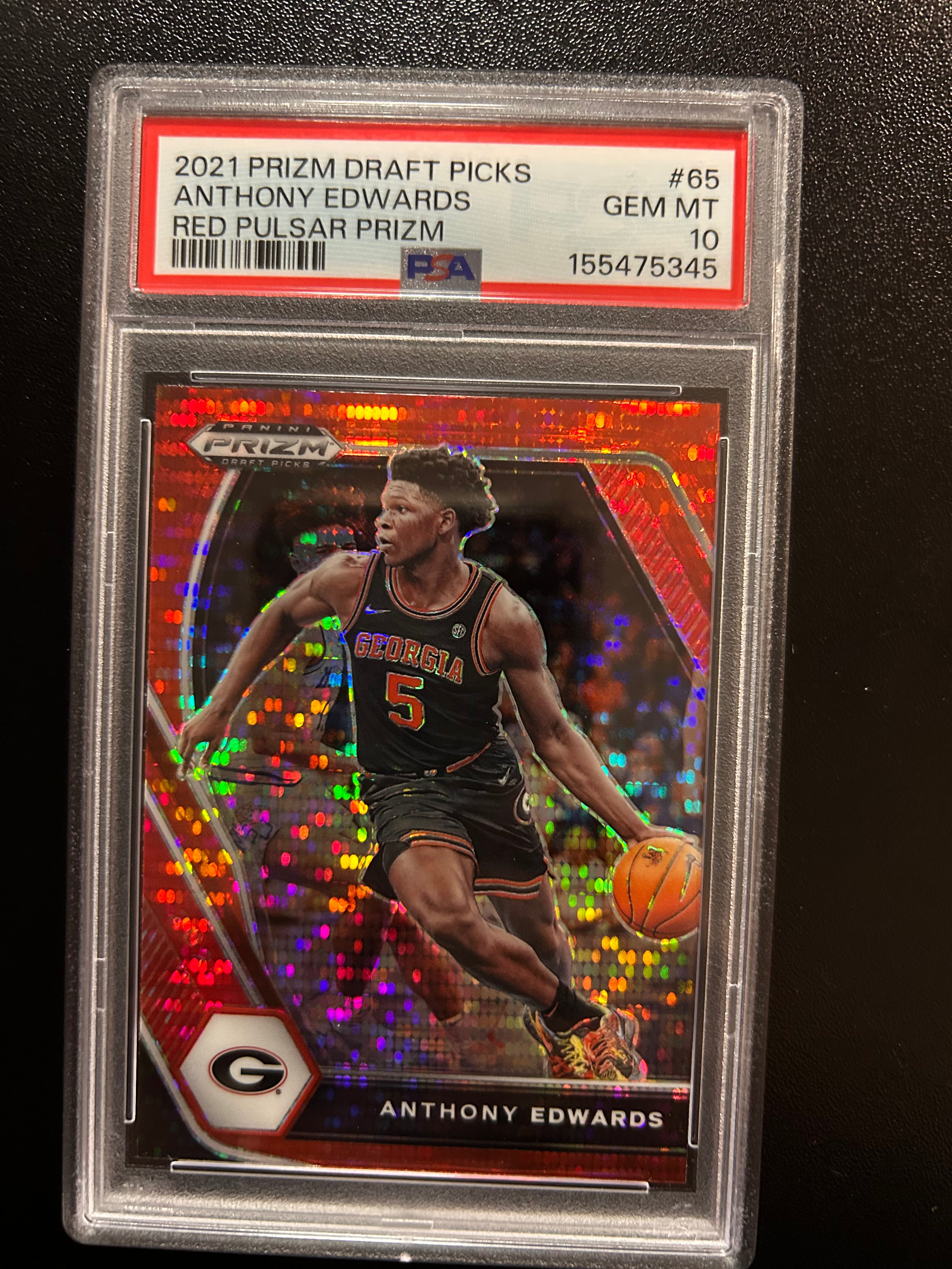 2021 Panini Prizm Draft Picks #65 Anthony Edwards Red Pulsar Prizm PSA 10