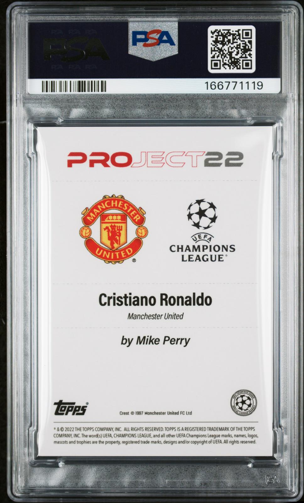 2022 Topps Project22 Uefa Cristiano Ronaldo Mike Perry PSA 10