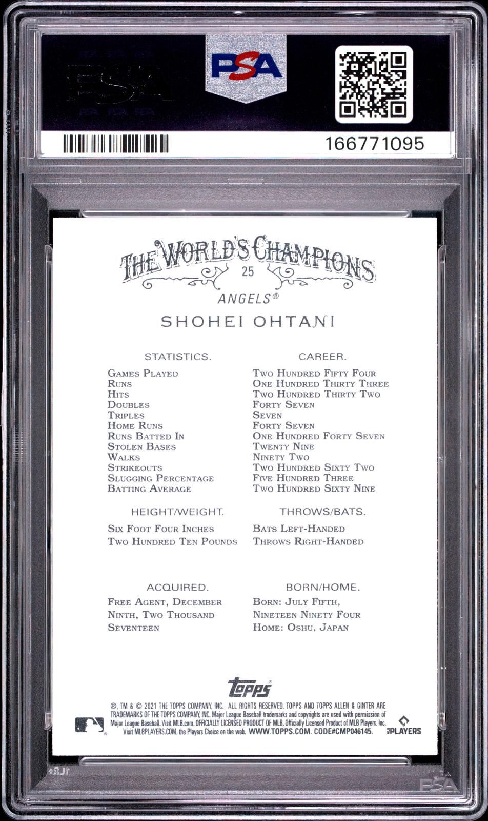 2021 Topps Allen & Ginter #25 Shohei Ohtani PSA 10