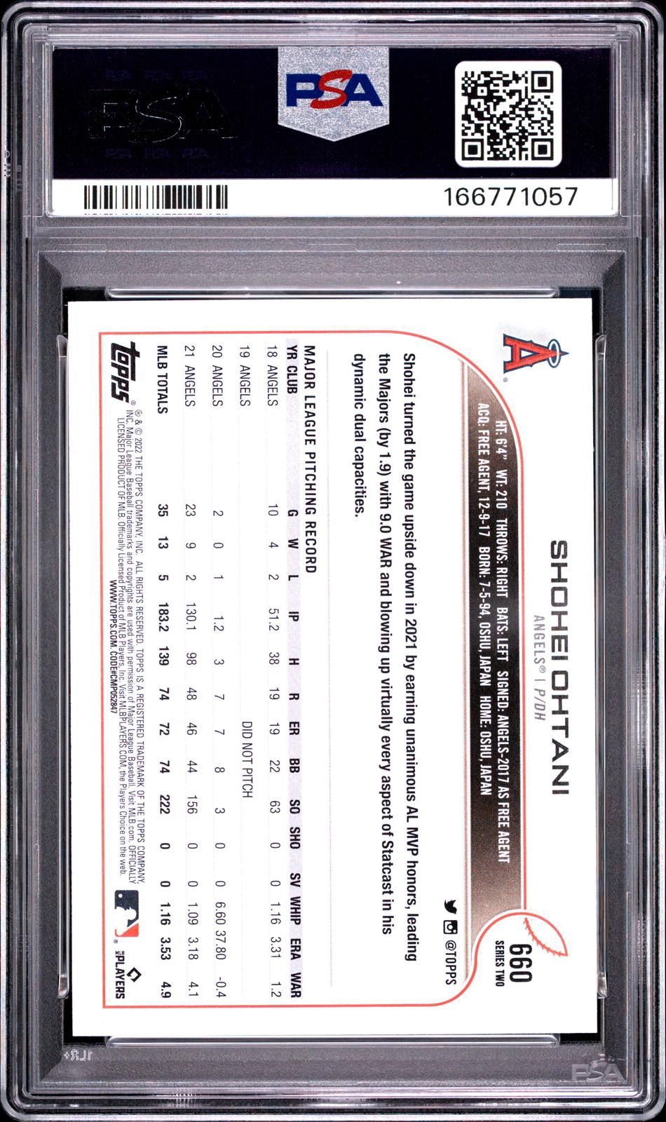 2022 Topps #660 Shohei Ohtani PSA 10