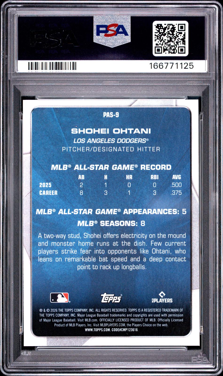 2026 Topps Mega Celebration Box Perennial All-Stars #9 Shohei Ohtani PSA 10