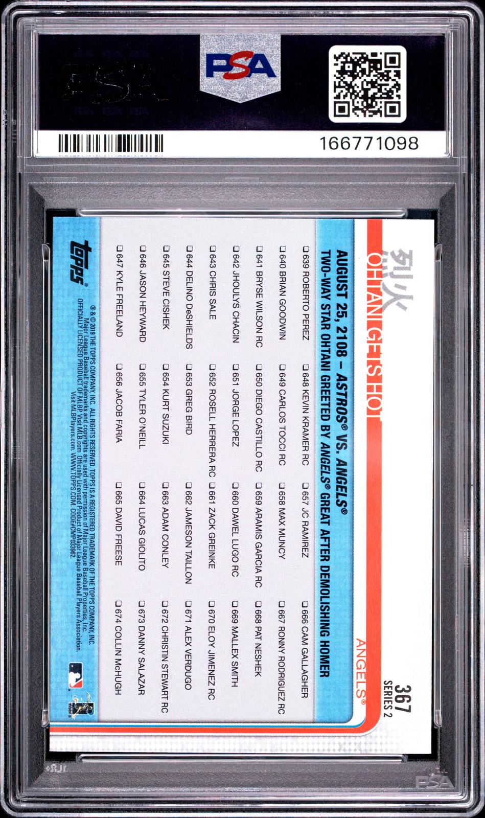 2019 Topps #367 Ohtani Gets Hot PSA 10