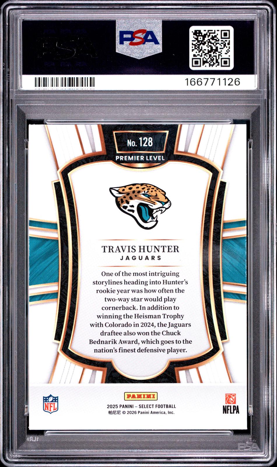2025 Panini Select #128 Travis Hunter PSA 8