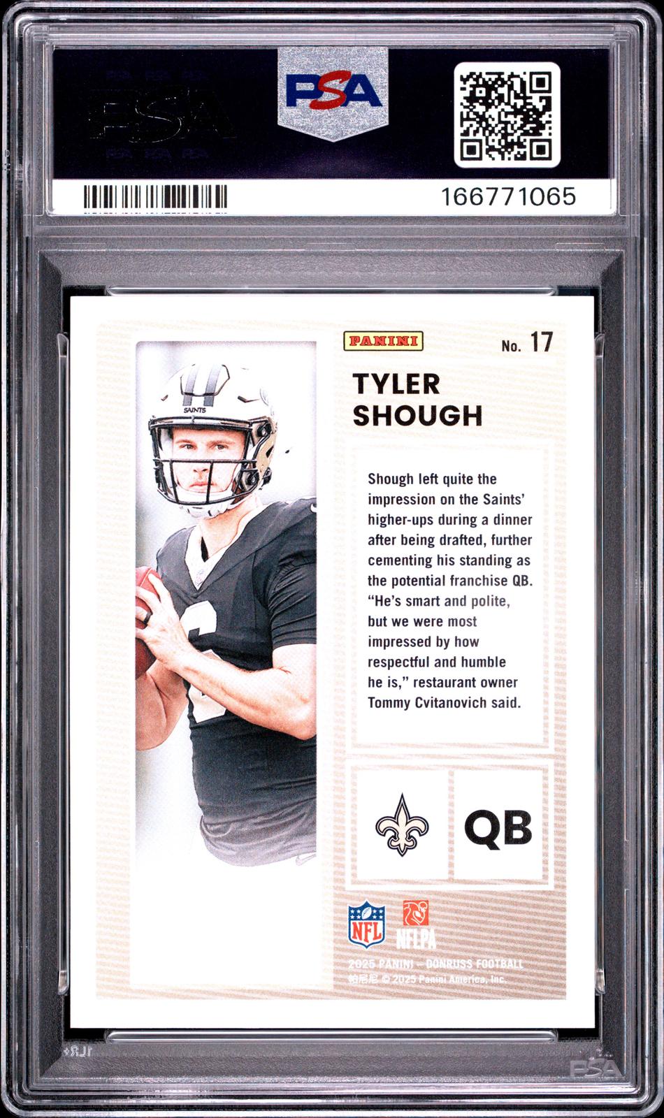 2025 Panini Donruss The Rookies #17 Tyler Shough PSA 10