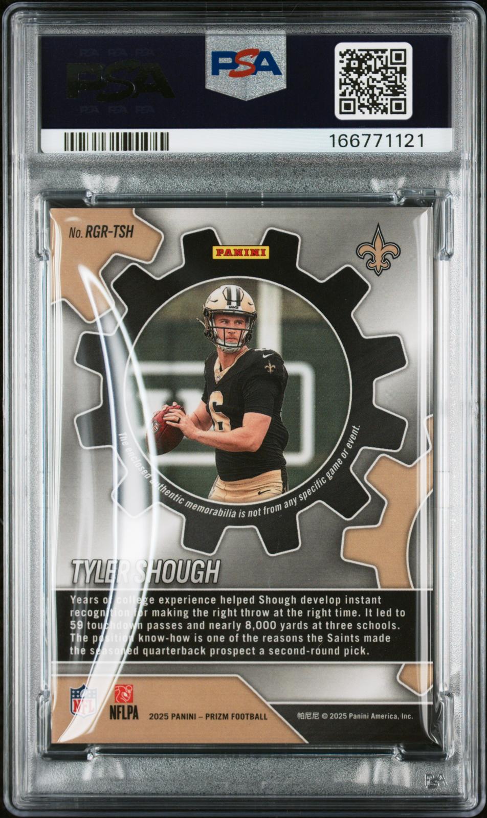 2025 Panini Prizm Rookie Gear #RGR-TSH Tyler Shough PSA 10