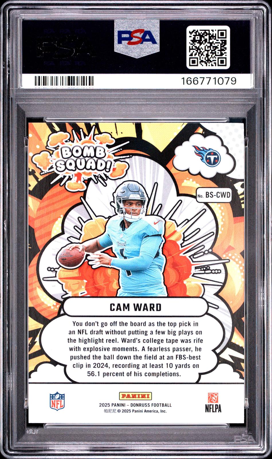 2025 Panini Donruss Bomb Squad #BS-CWD Cam Ward PSA 9